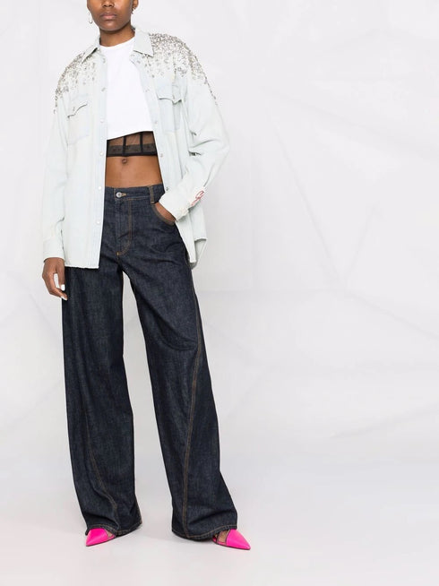 GOLDEN W S BOYFRIEND SHIRT BLEACHED WASHED DENIM